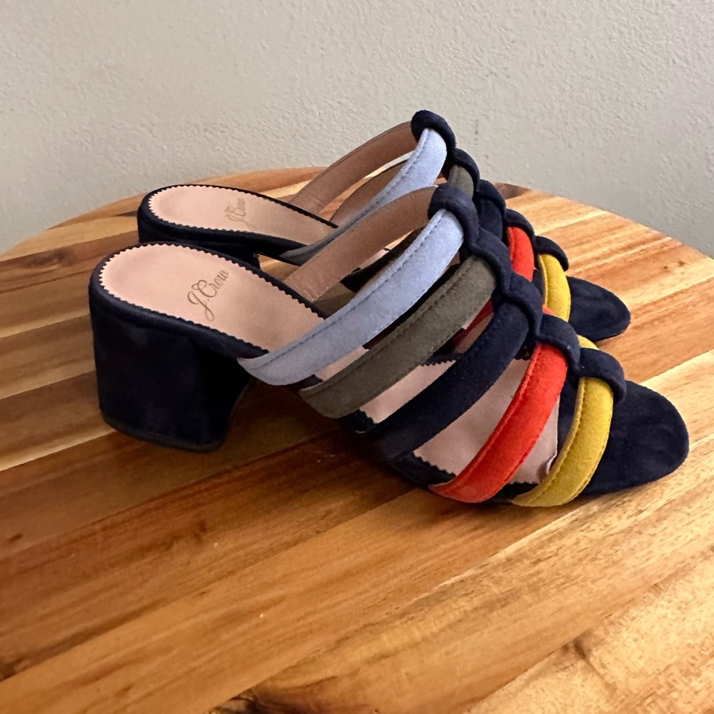 Jcrew strappy suede slides sandals